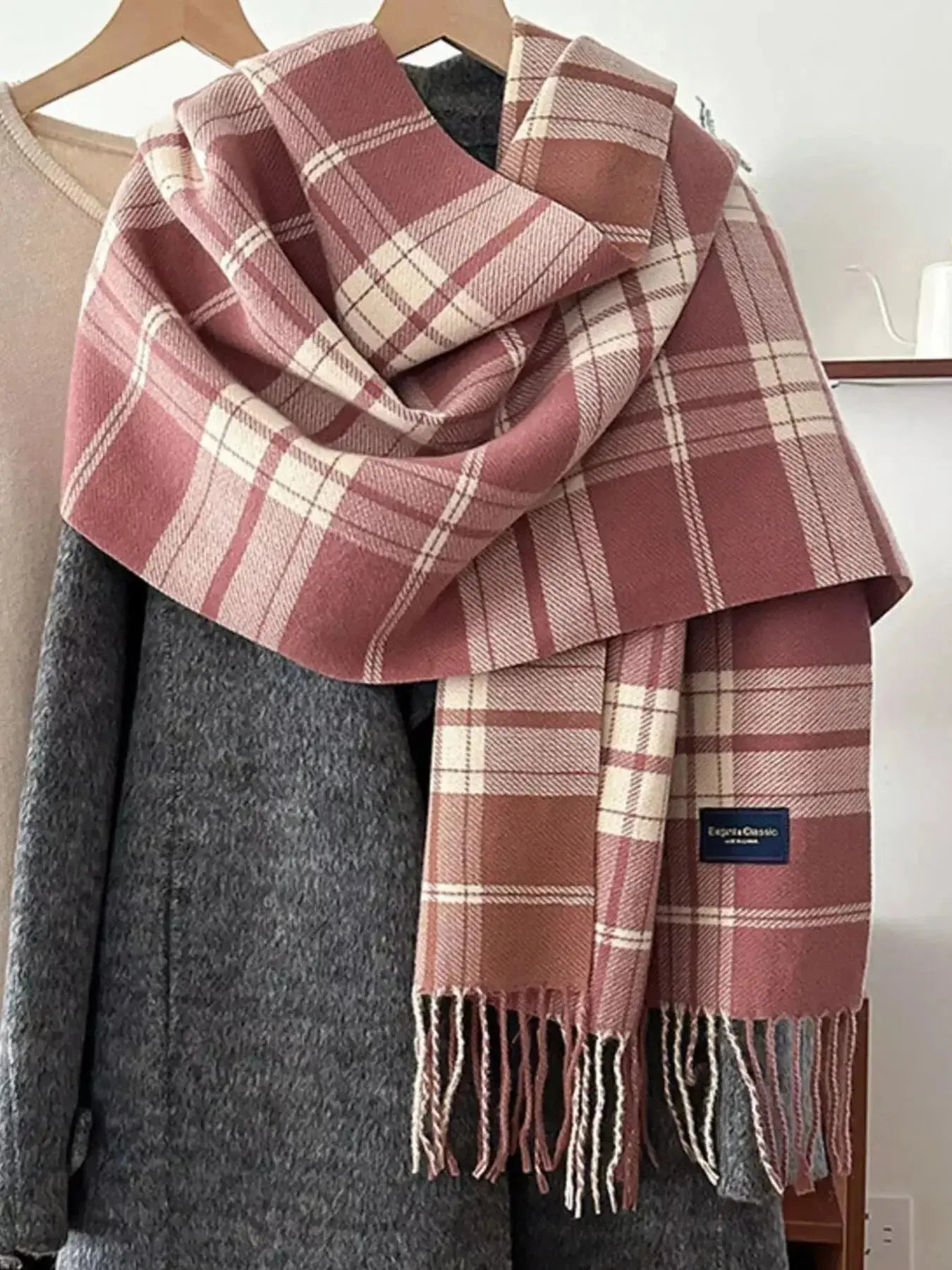 Classic Fringe Plaid Scarf - DaisyDrop 