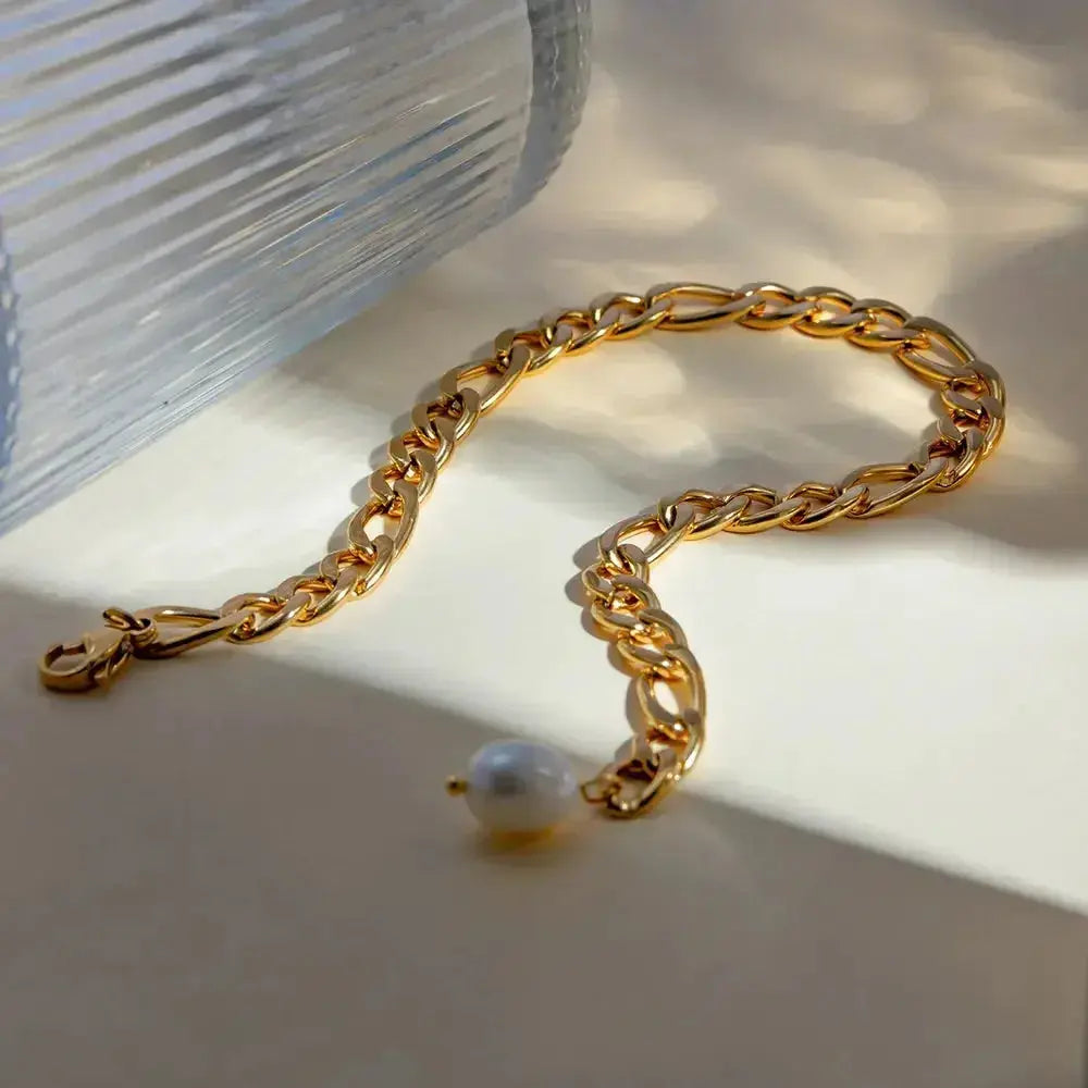 Stainless Steel Chain Pearl Anklet Bracelet - DaisyDrop 
