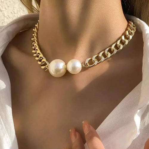 18K Gold-Plated Pearl Necklace - DaisyDrop 