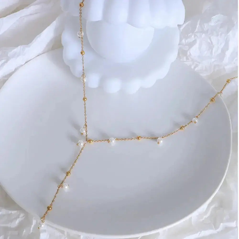 18K Gold-Plated Pearl Drop Necklace - DaisyDrop 