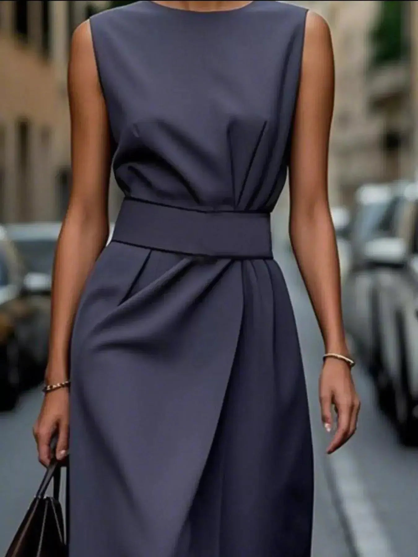 Round Neck Sleeveless Midi Dress - DaisyDrop 