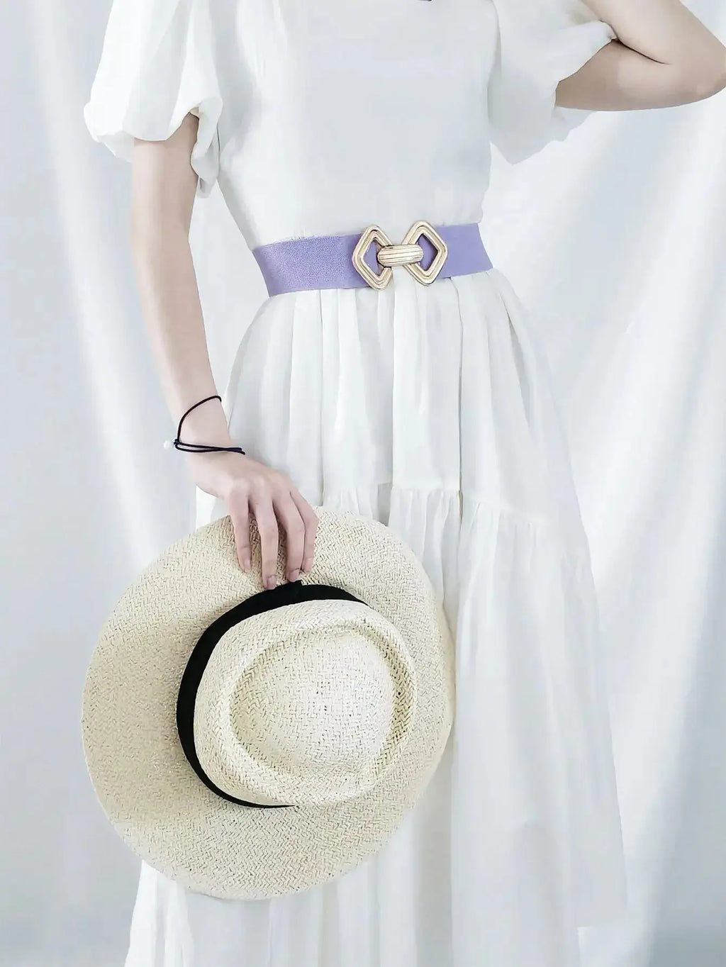 Geometric Buckle Elastic Wide Belt - DaisyDrop 