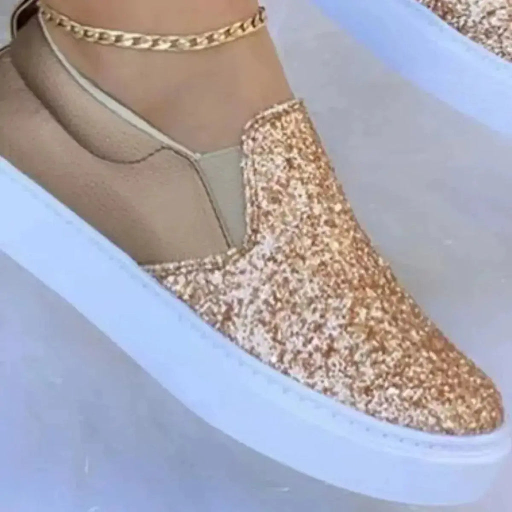 Sequin Round Toe Platform Slip-Ons - DaisyDrop 