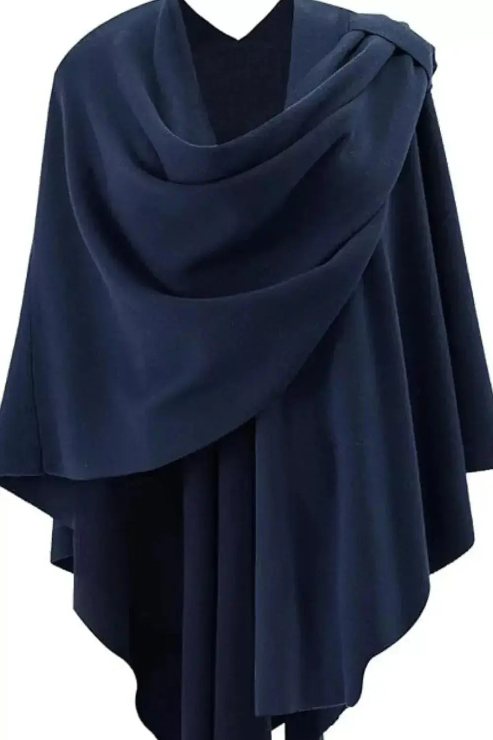 Draped Knitted Split Cape Shawl with Strap - DaisyDrop 
