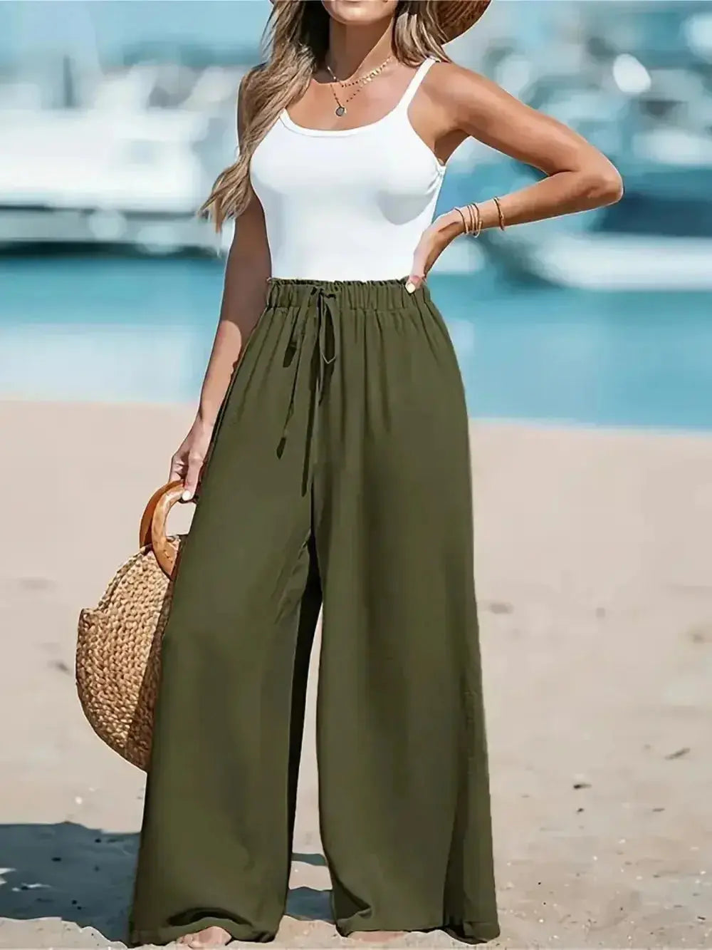Drawsrting Wide leg Pants - DaisyDrop 