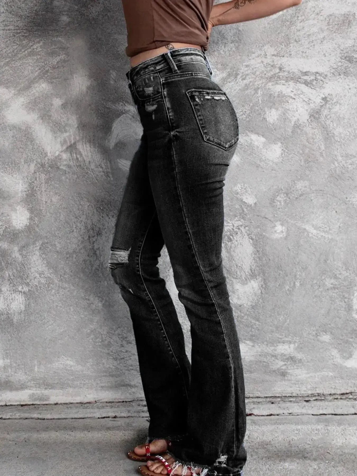 Distressed Flare Jeans - DaisyDrop 