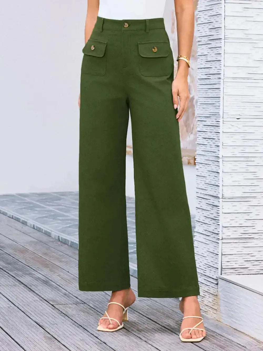 High Waist Wide Leg Pants - DaisyDrop 