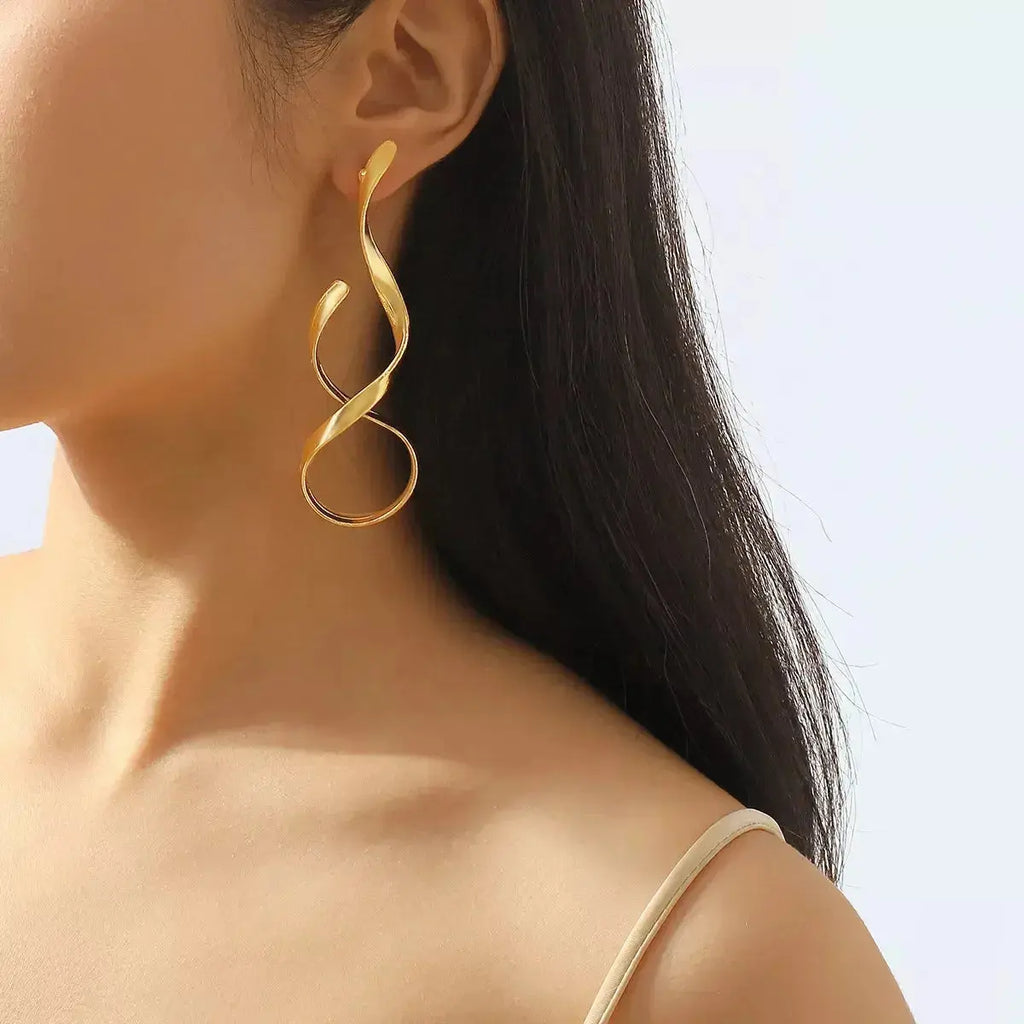 Alloy Spiral Drop Earrings - DaisyDrop 