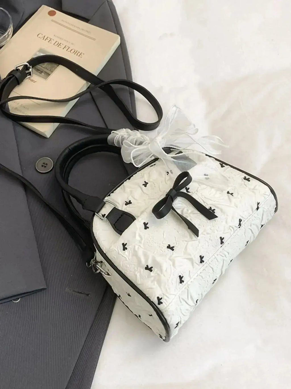 Ruched Bow Crossbody Bag - DaisyDrop 