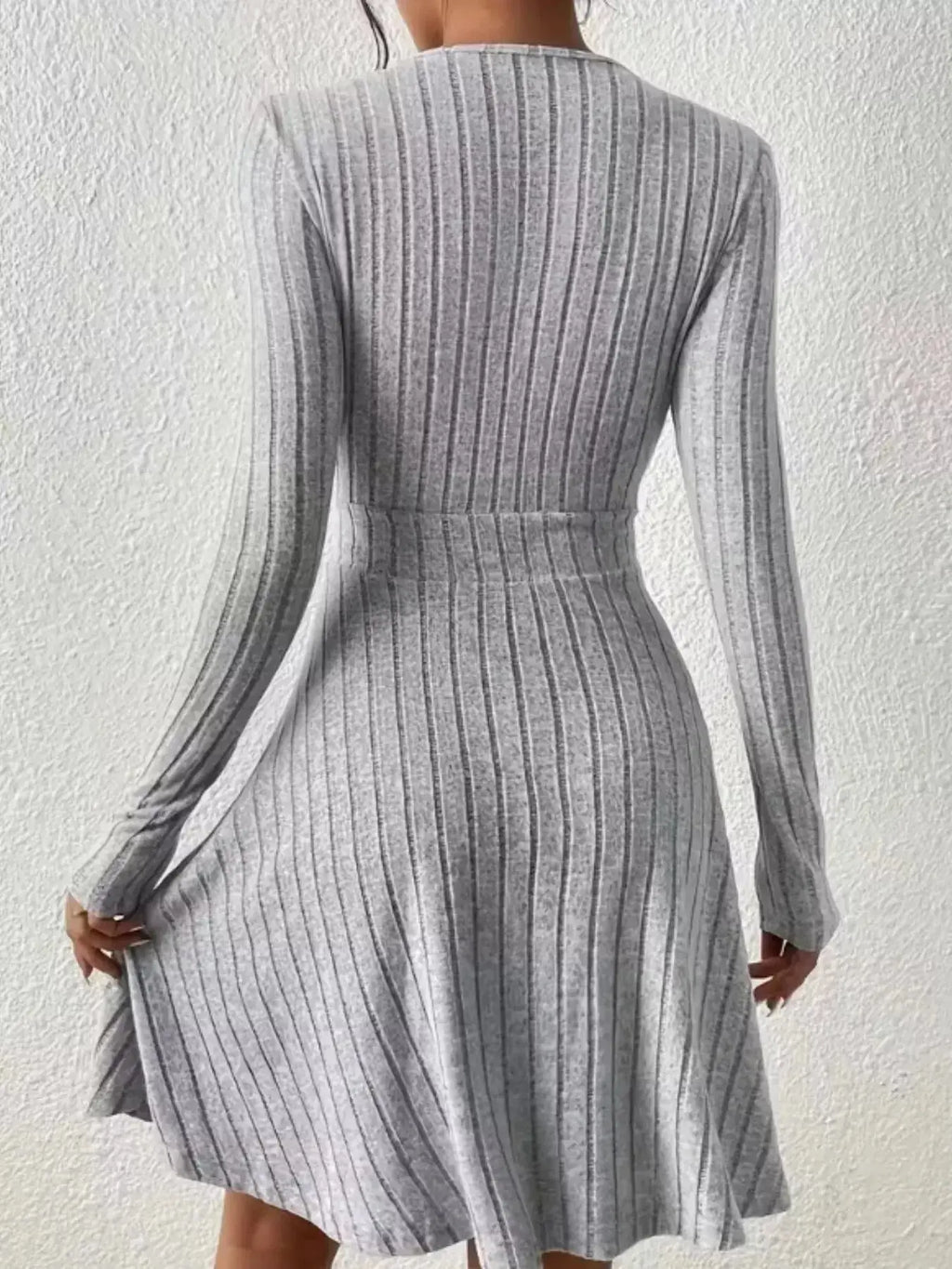 Ribbed Knit Wrap Mini Dress - DaisyDrop 