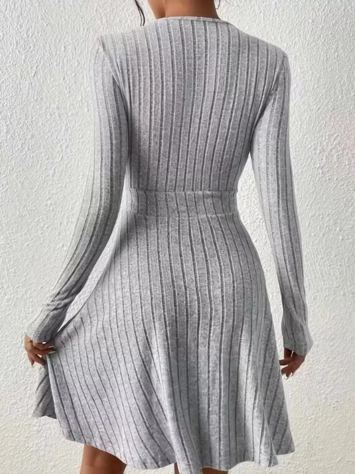 Ribbed Knit Wrap Mini Dress - DaisyDrop 