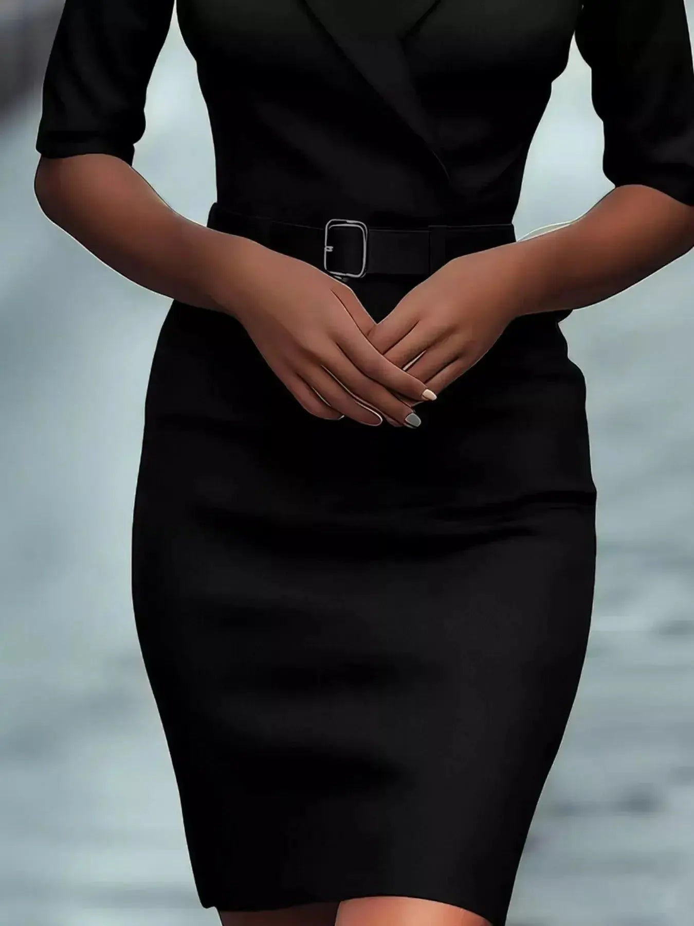 Surplice Half Sleeve Dress - DaisyDrop 