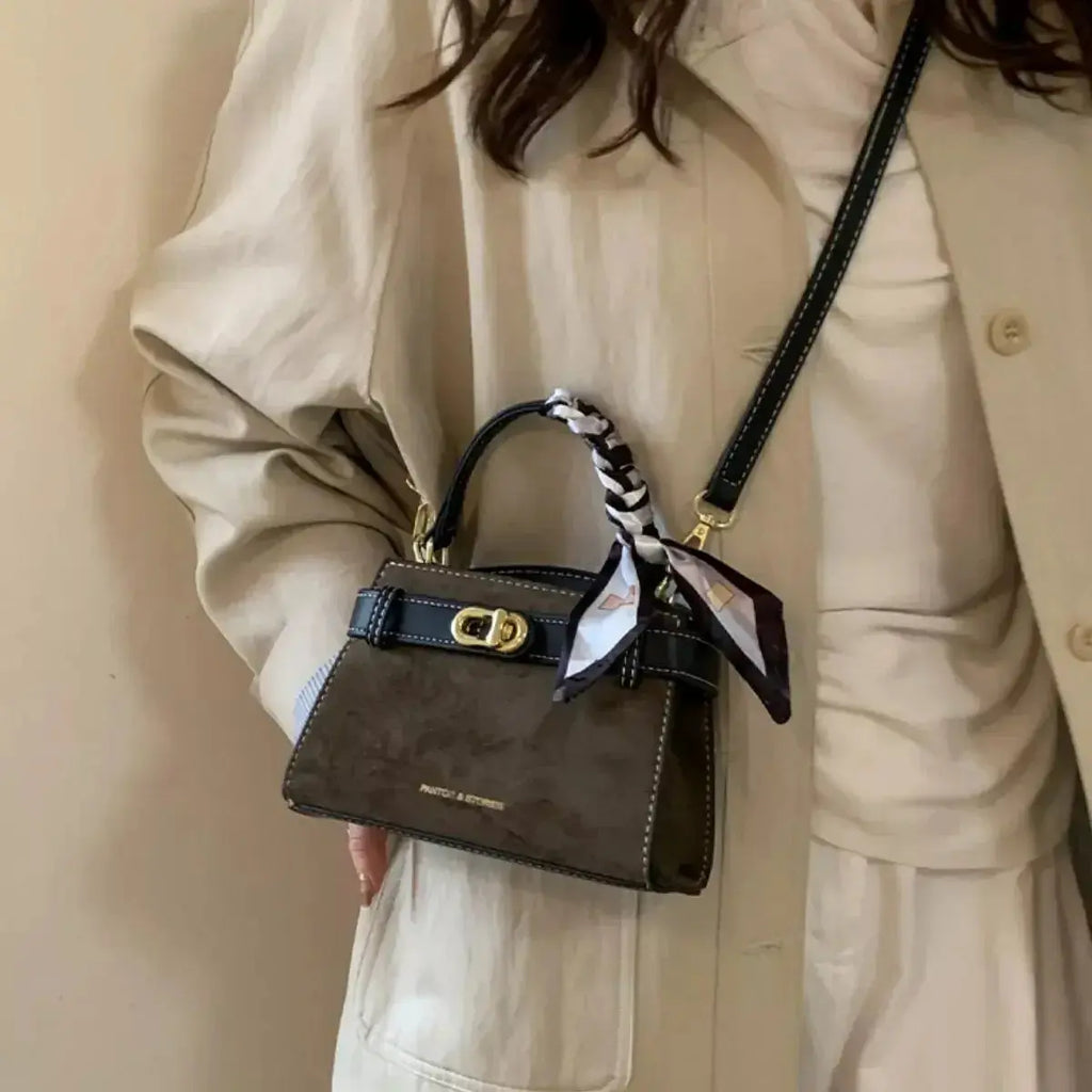 Suede Mini Crossbody Bag with Leather Strap - DaisyDrop 