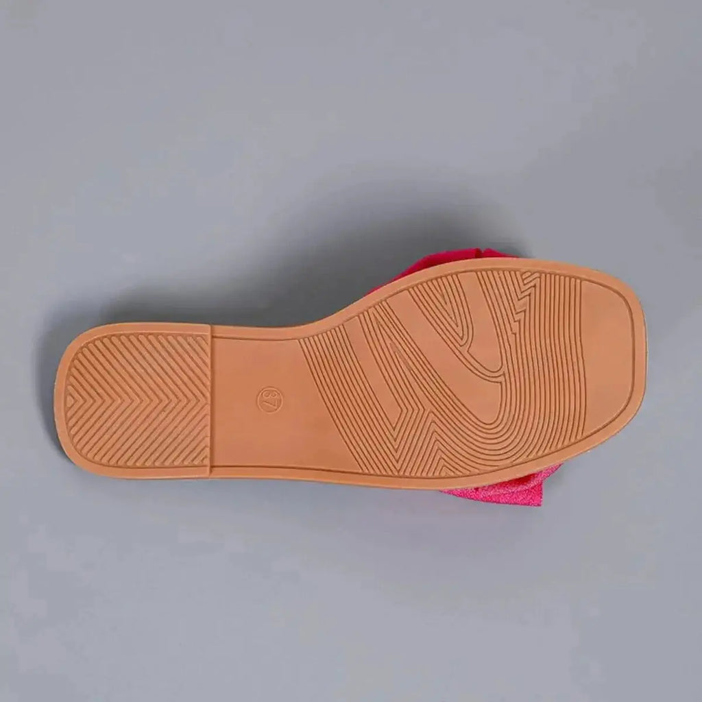 Bow Open Toe Flats Sandals - DaisyDrop 