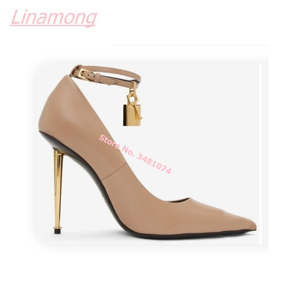 Women Pumps Metal Thin High Heel Luxury Shallow Pointed Toe