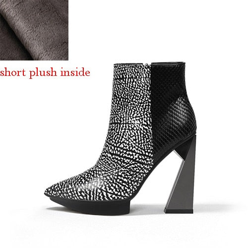 Genuine Leather Pointed Toe Boots
