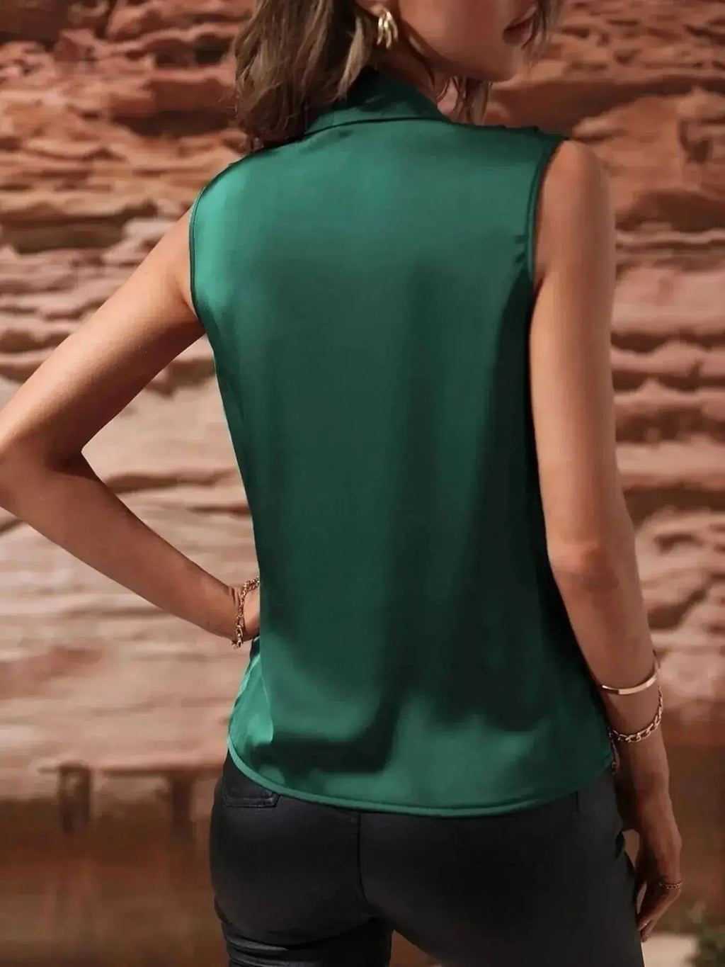 Sleeveless Wrap Draped Blouse - DaisyDrop 