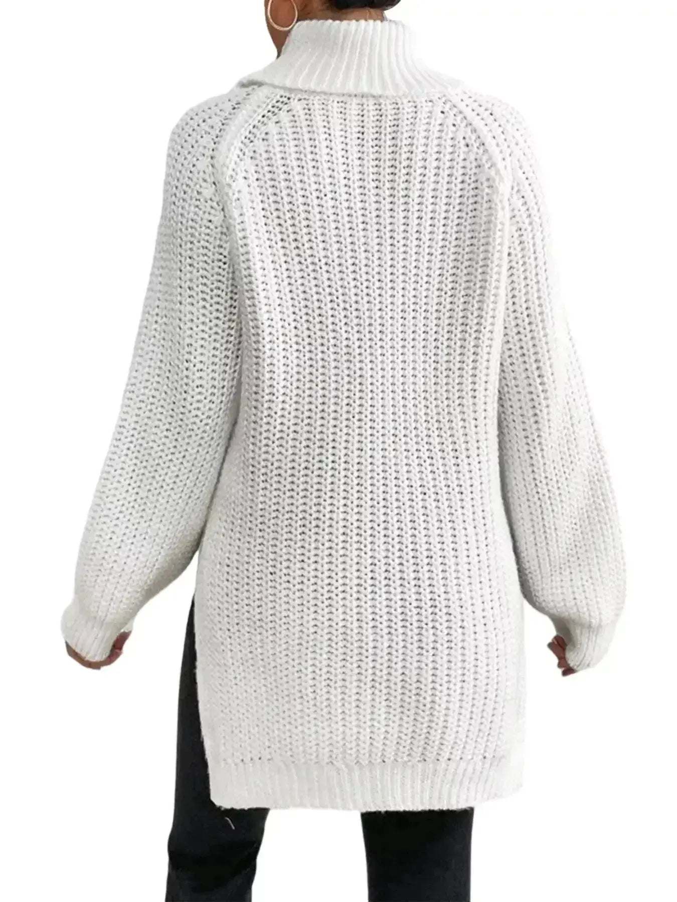 Chunky Knit Turtleneck Long Sleeve Sweater - DaisyDrop 