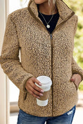 Pocketed Zip Up Turtleneck Jacket - DaisyDrop 