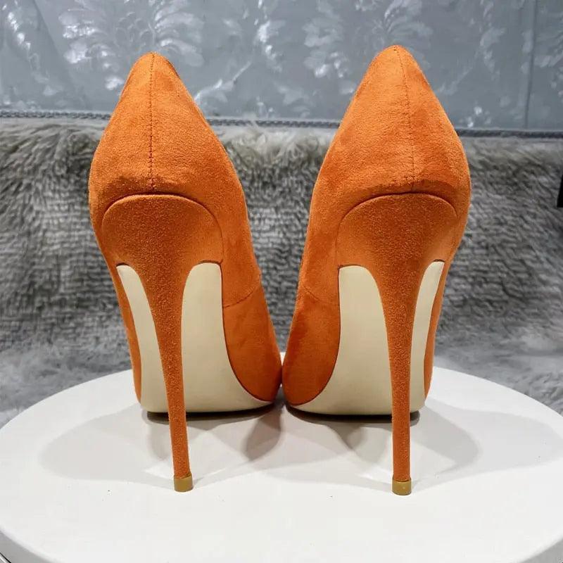 Tikicup Orange Purple Patchwork Women Flock Pointy Toe eprolo