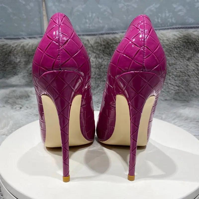 Tikicup Purple Croc-Effect Sexy High Heels eprolo