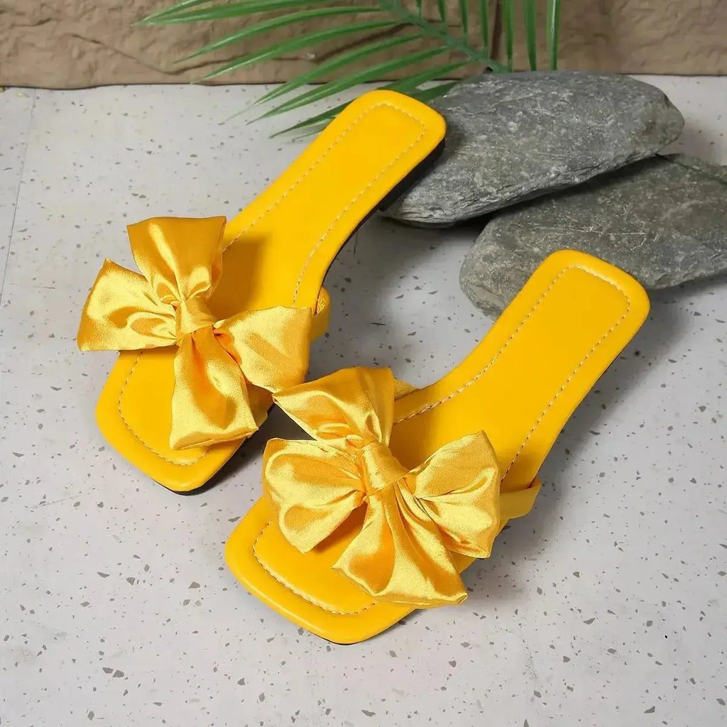 Bow Open Toe Flats Sandals - DaisyDrop 
