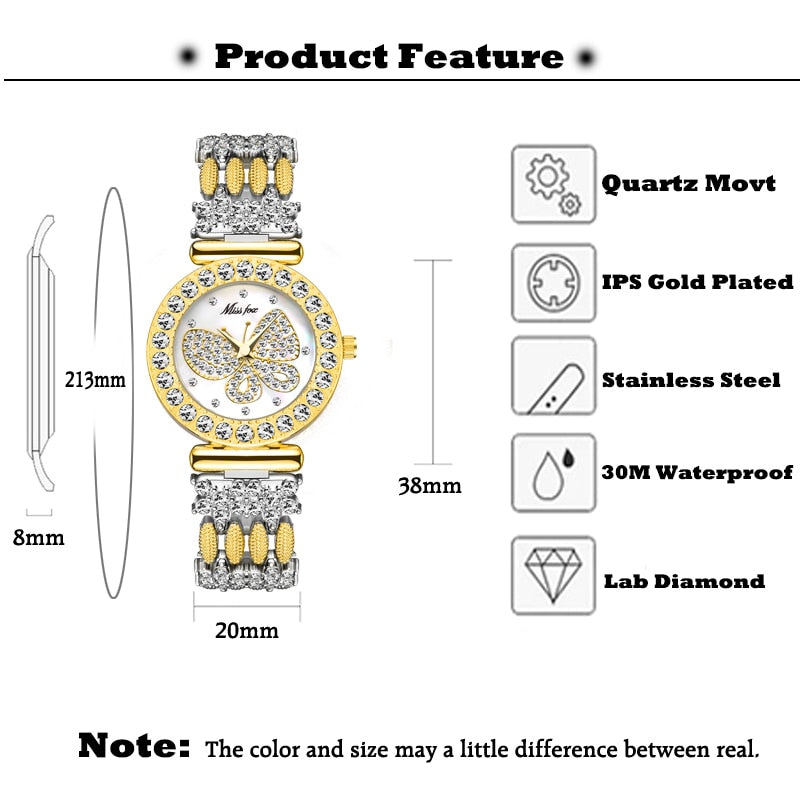 MISSFOX 2030 Luxury Butterfly Women Watches
