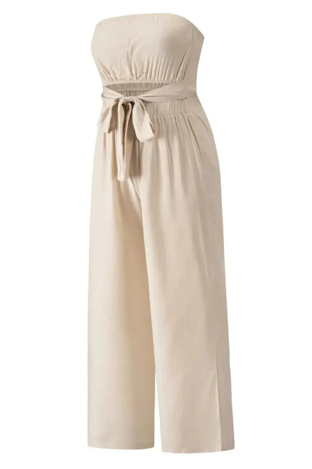 Tied Cutout Tube Wide Leg Jumpsuit - DaisyDrop 