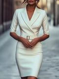 Surplice Half Sleeve Dress - DaisyDrop 