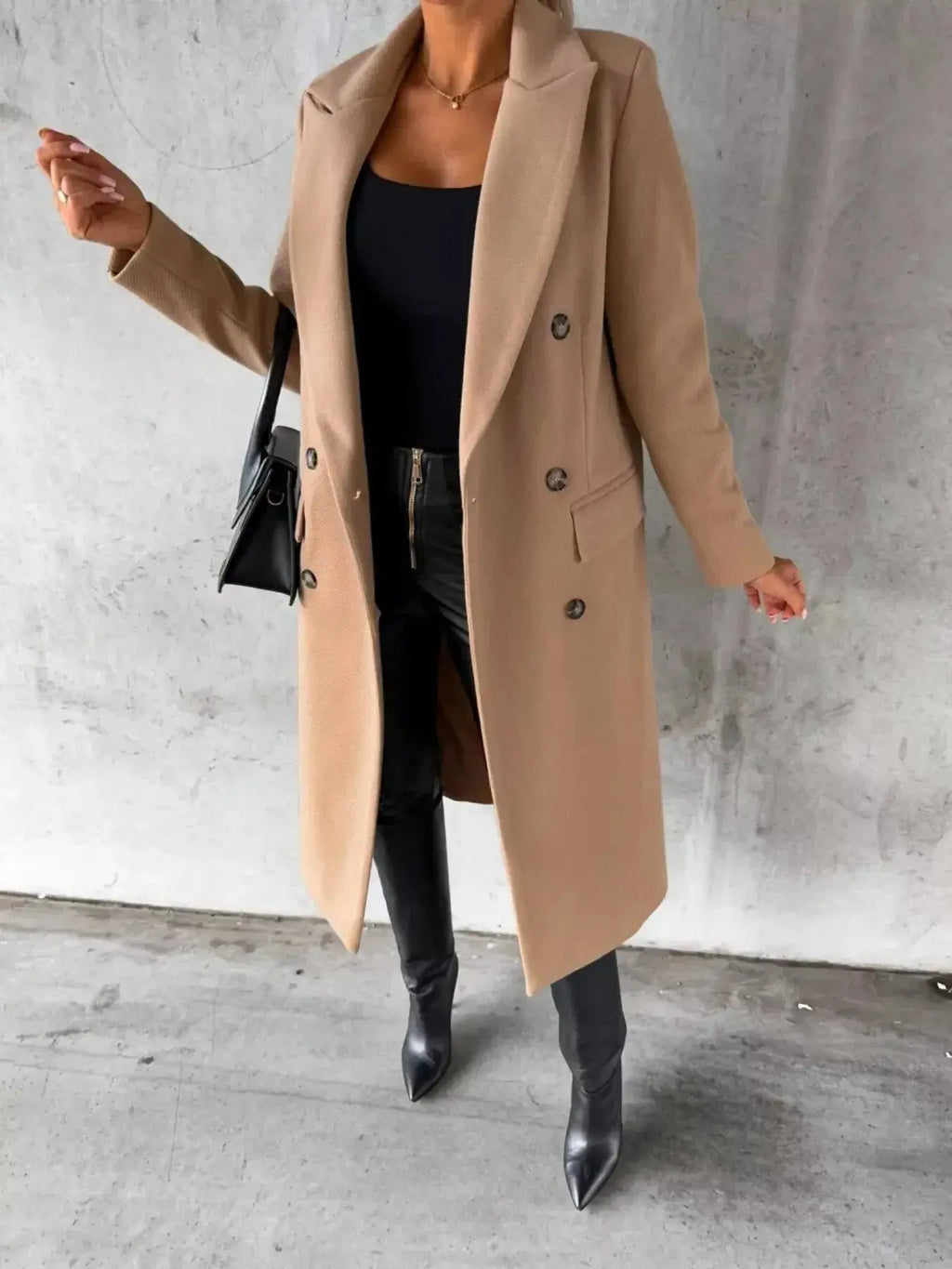 Double-Breasted Longline Coat - DaisyDrop 
