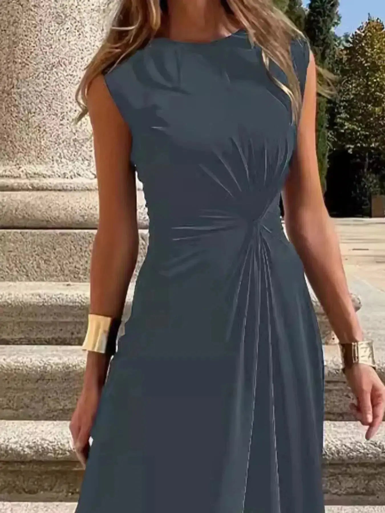 Twisted Round Neck Sleeveless Maxi Dress - DaisyDrop 