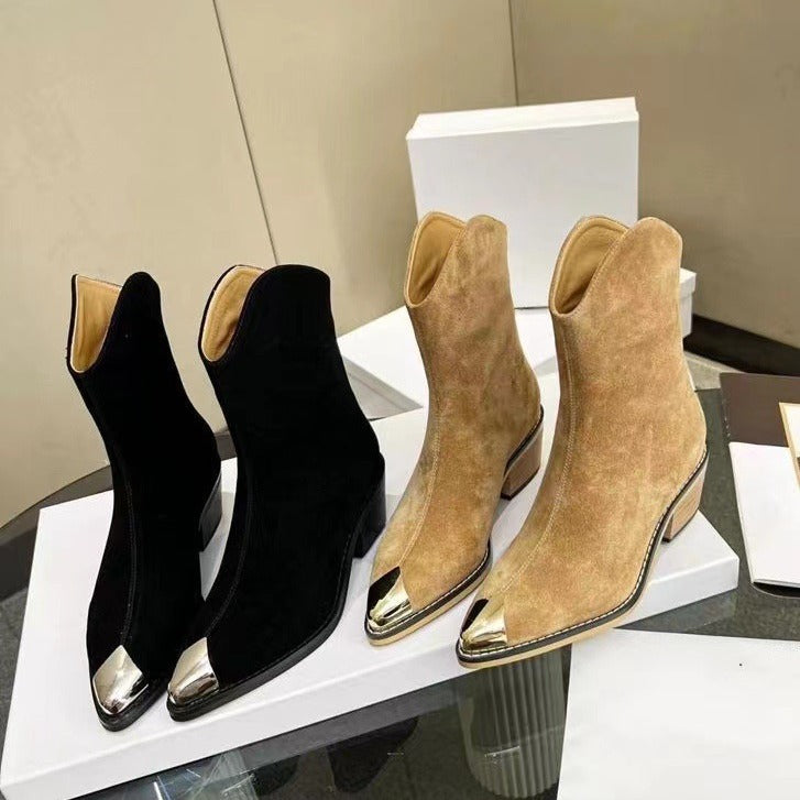 Chelsea Boots Metal Toe Back Zip Short