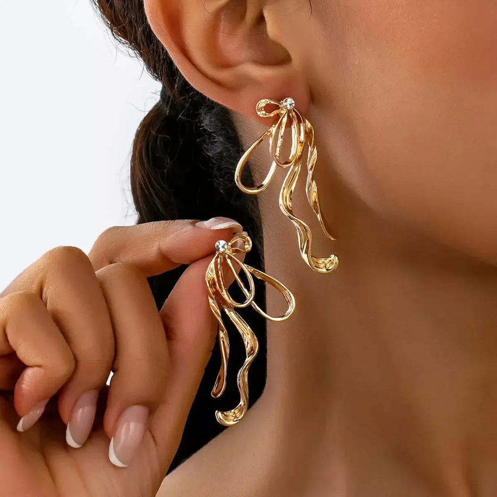 18K Gold-Plated Bow Earrings - DaisyDrop 