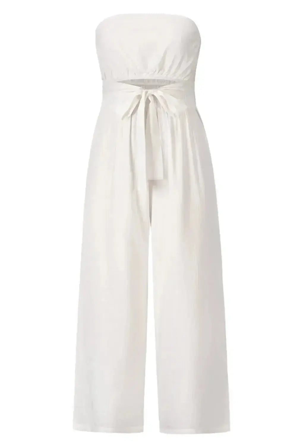 Tied Cutout Tube Wide Leg Jumpsuit - DaisyDrop 