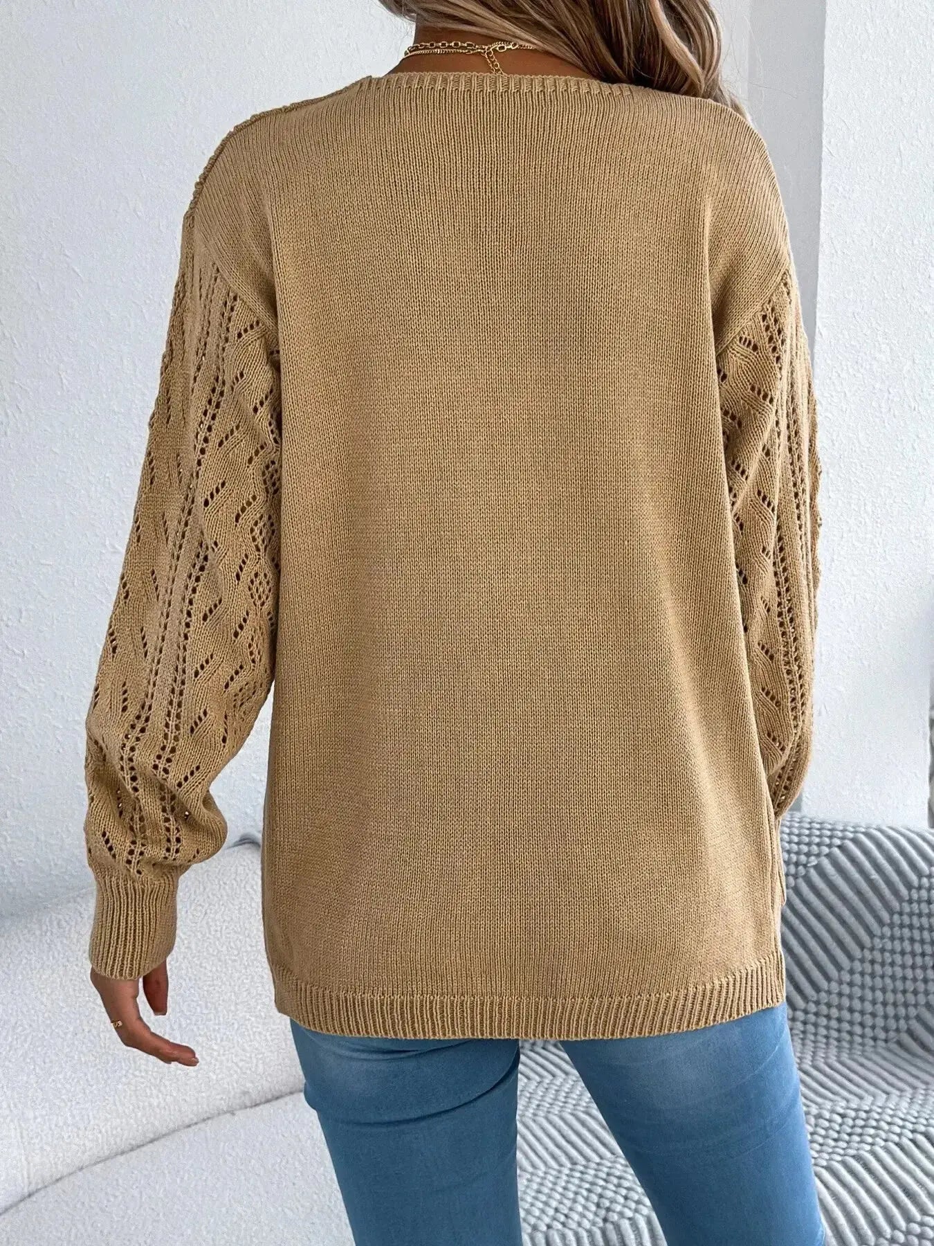 Openwork Open Front Cardigan - DaisyDrop 
