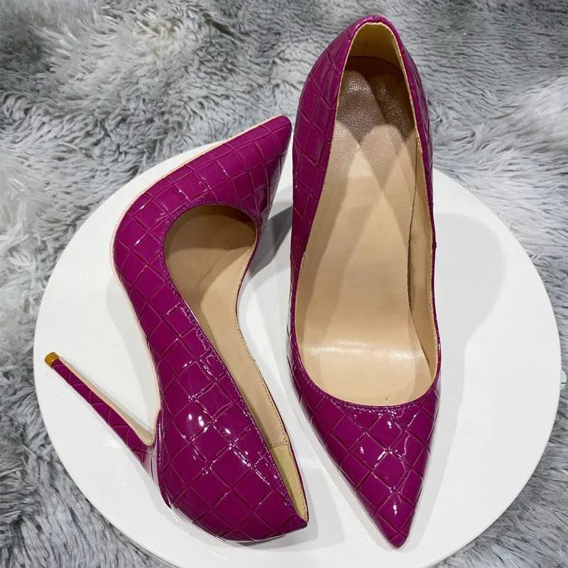 Tikicup Purple Croc-Effect Sexy High Heels eprolo