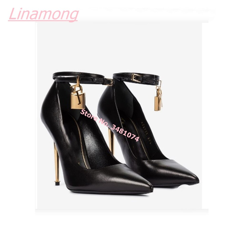 Women Pumps Metal Thin High Heel Luxury Shallow Pointed Toe