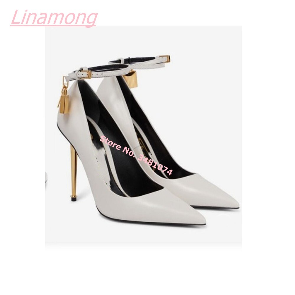 Women Pumps Metal Thin High Heel Luxury Shallow Pointed Toe