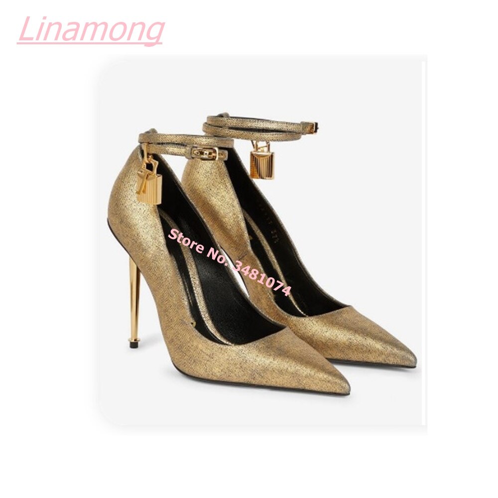 Women Pumps Metal Thin High Heel Luxury Shallow Pointed Toe
