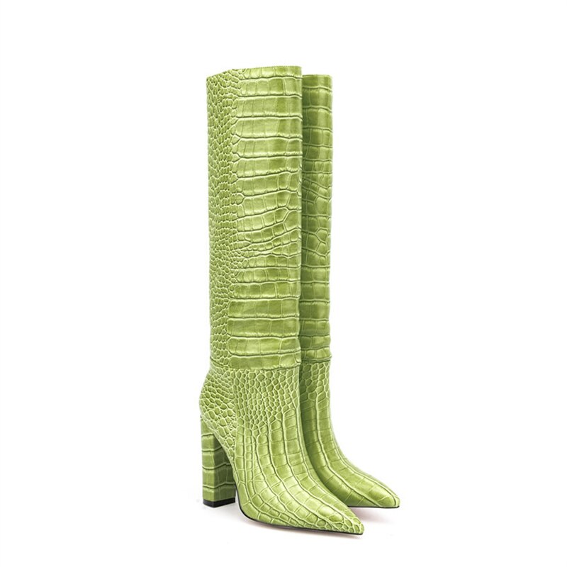 Luxury Brand Design Female Pointed Toe Knee High Boots