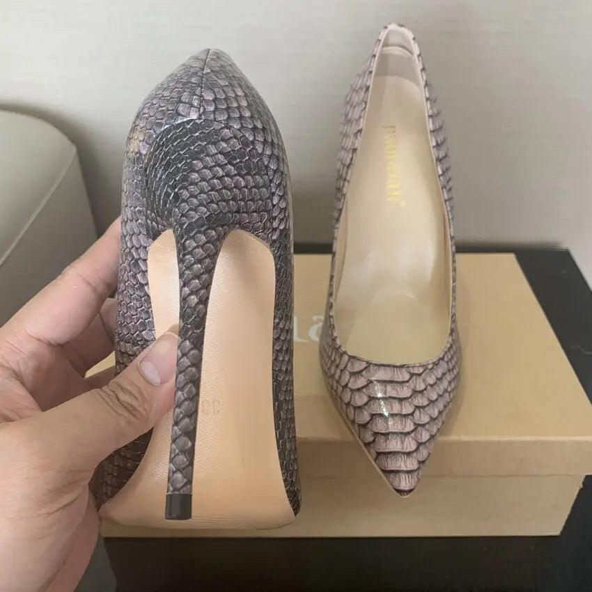 Fashion Woman Shoes Snake Printing Pointed Toe eprolo