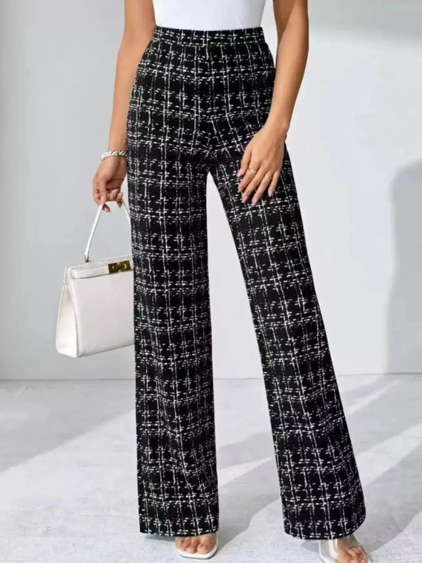 Plaid Wide Leg Pants - DaisyDrop 