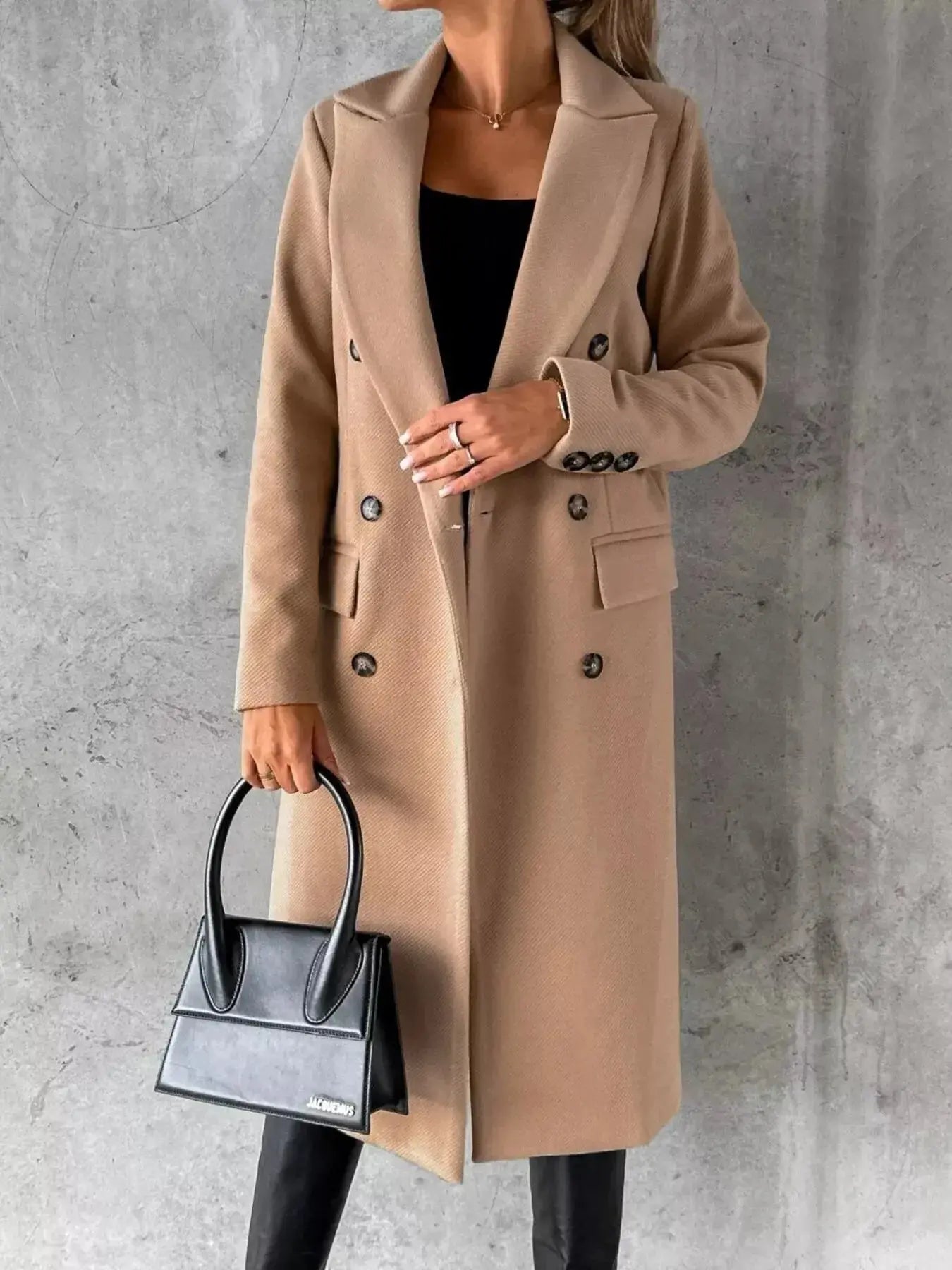 Double-Breasted Longline Coat - DaisyDrop 