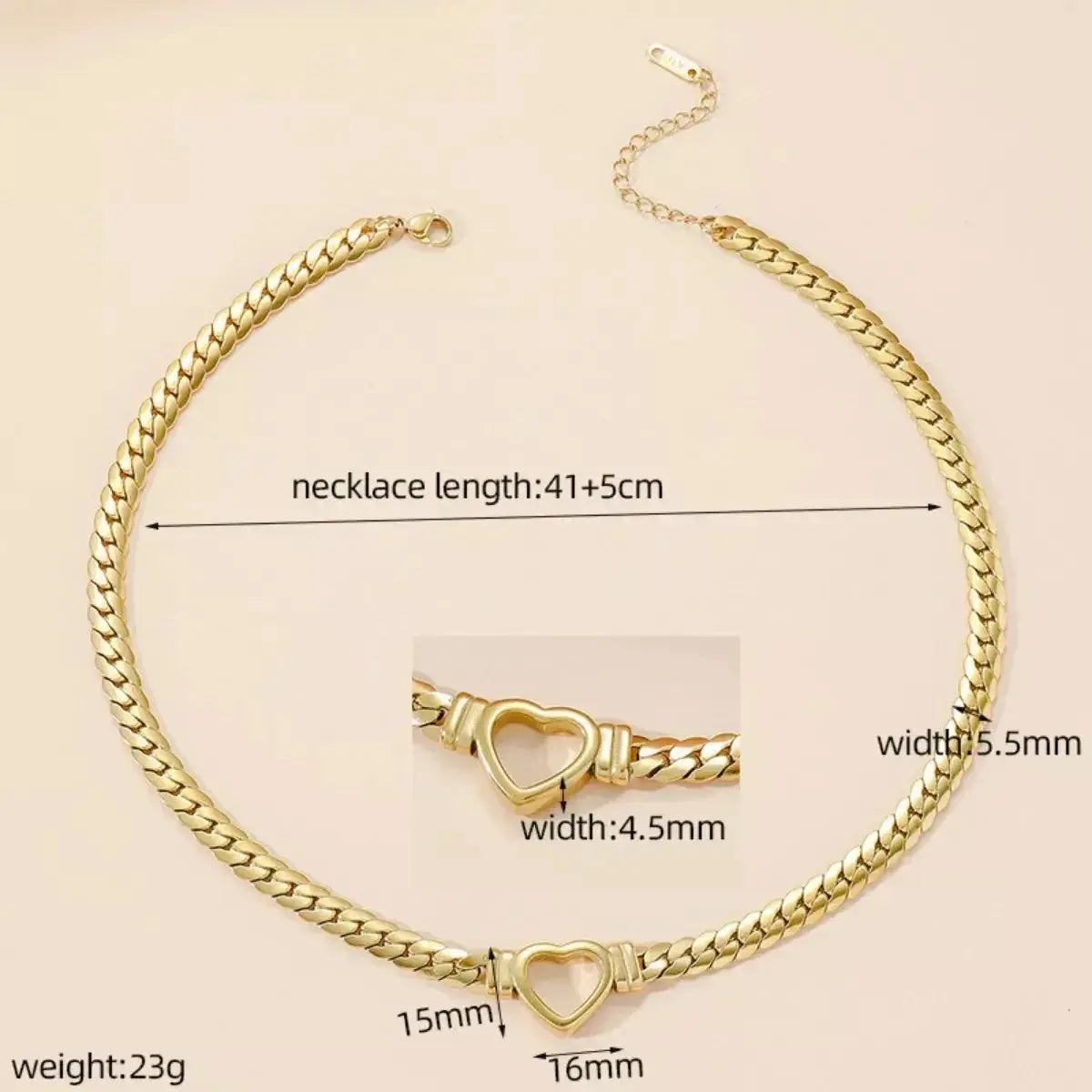 18K Gold-Plated Chain Heart Necklace - DaisyDrop 