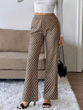 Plaid High-Waisted Wide Leg Pants - DaisyDrop 
