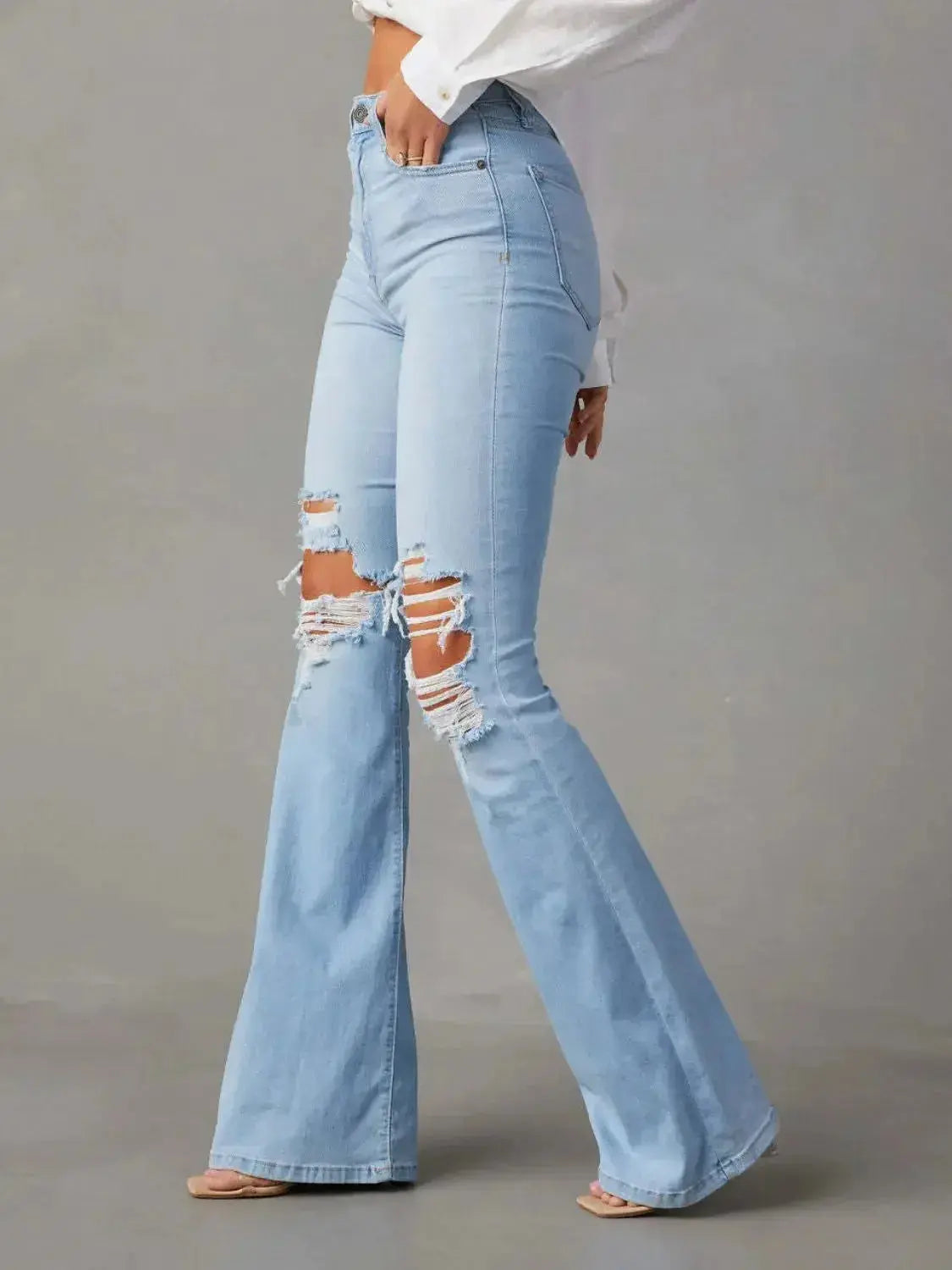 Distressed Jeans with Pockets - DaisyDrop 