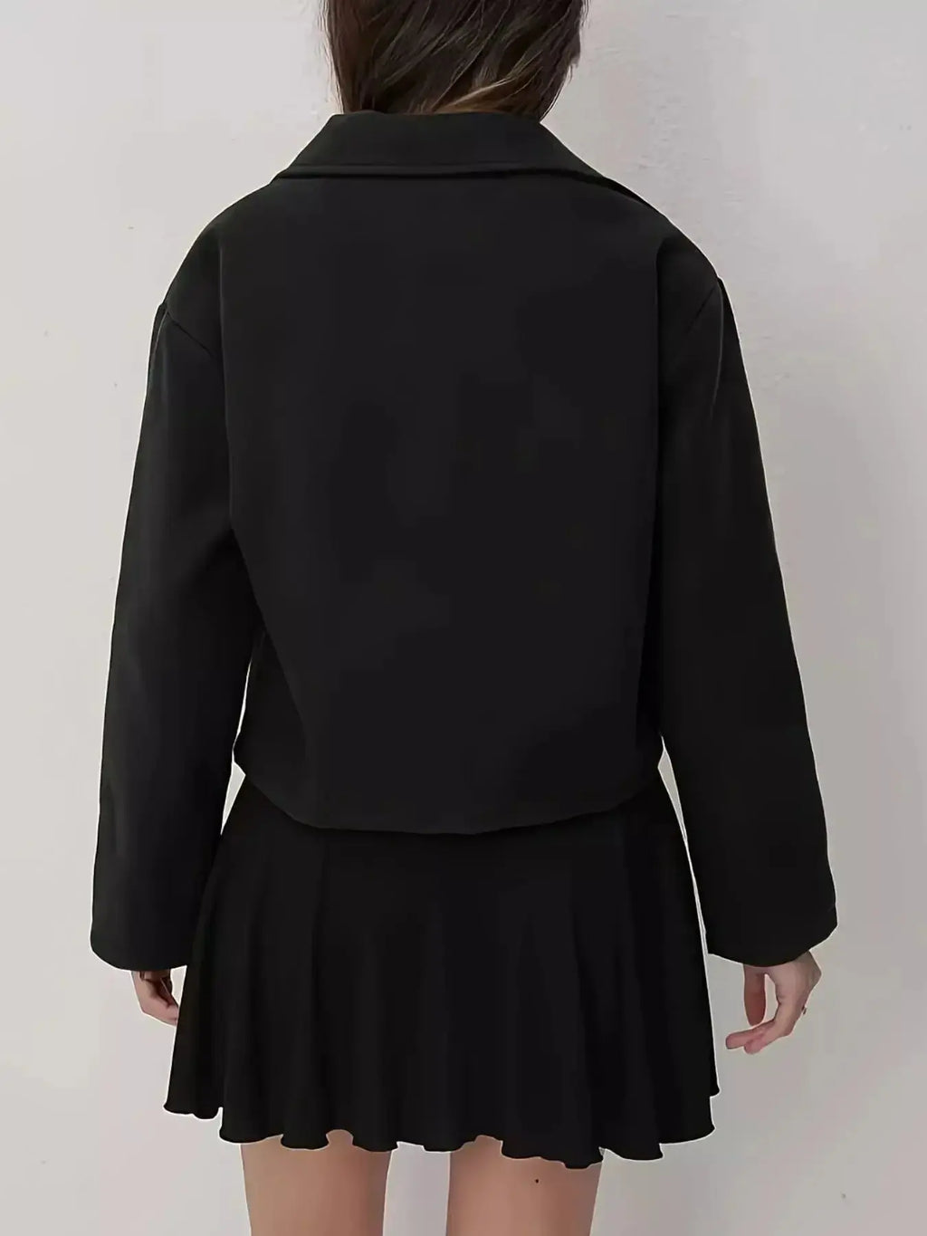 Cropped Zip-Up Pocketed Jacket - DaisyDrop 
