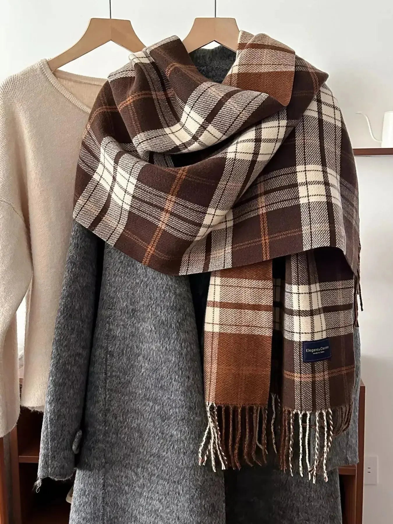 Classic Fringe Plaid Scarf - DaisyDrop 