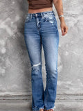 Distressed Flare Jeans - DaisyDrop 