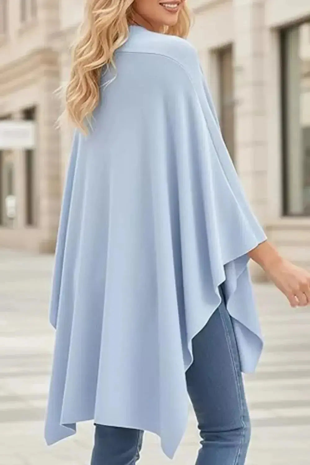 Draped Knitted Split Cape Shawl with Strap - DaisyDrop 